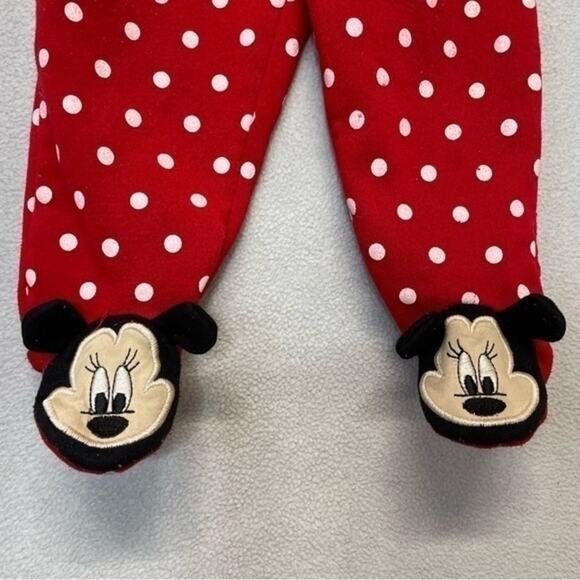 Disney Minnie Mouse Red Polka Dot Footies Pants Size 6-9 Months - Picture 8 of 12